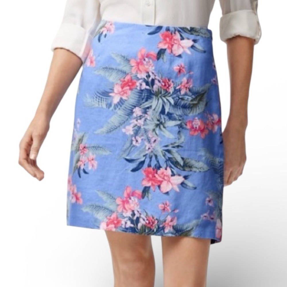 Tommy Bahama Madeira Blooms Tropical Print Linen Mini Skirt